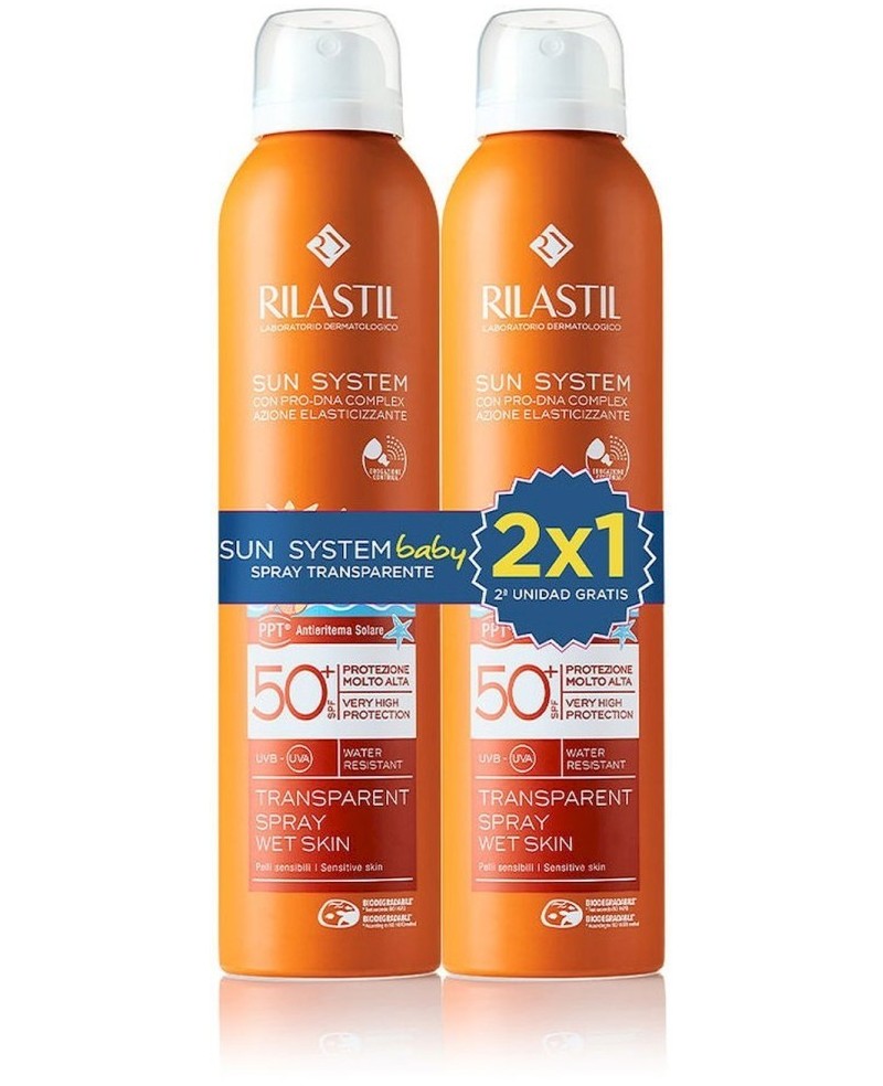 RILASTIL - SUN SYSTEM 50+ BABY SPRAY TRANSPARENTE set 2 pz