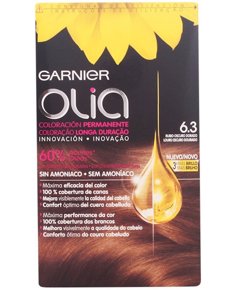 GARNIER - OLIA Coloración Permanente N. 6,3 Rubio Oscuro Dorado set