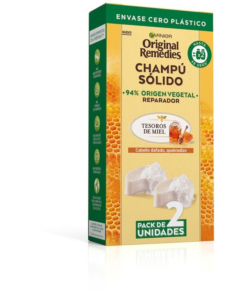 GARNIER - ORIGINAL REMEDIES champú sólido tesoros de miel 2 x 60 gr