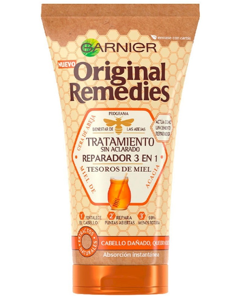 GARNIER - ORIGINAL REMEDIES tratamiento sin aclarado 3 en 1 tesoros de miel 150 ml