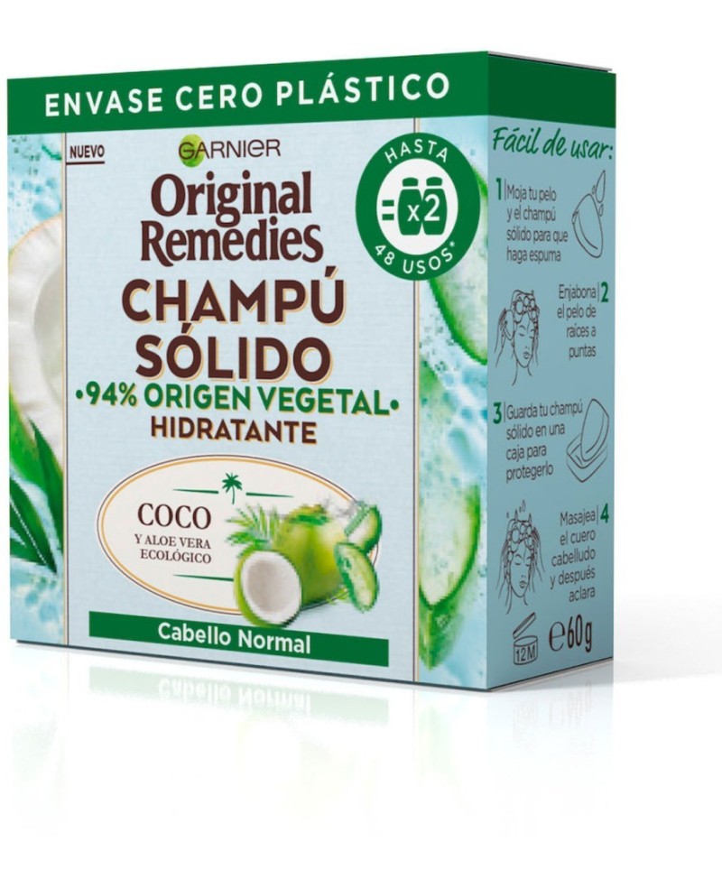 GARNIER - ORIGINAL REMEDIES champú sólido hidratante de coco 60 gr