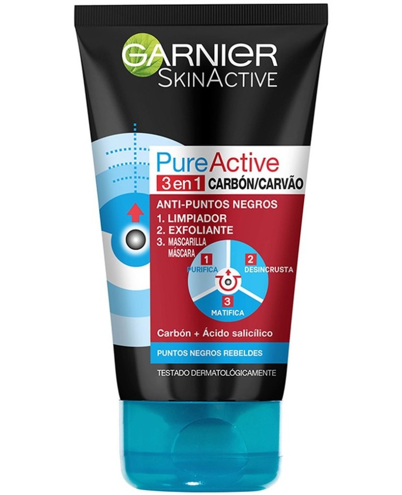 GARNIER - PURE ACTIVE 3 en 1 carbón intensive gel puntos negros 150 ml