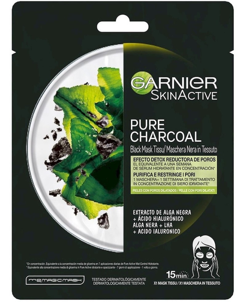 GARNIER - PURE CHARCOAL black mask tissu detox effect 28 gr