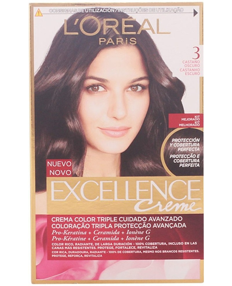 L'ORÉAL PARIS - EXCELLENCE Creme tinte N. 3 castaño oscuro 192 ml