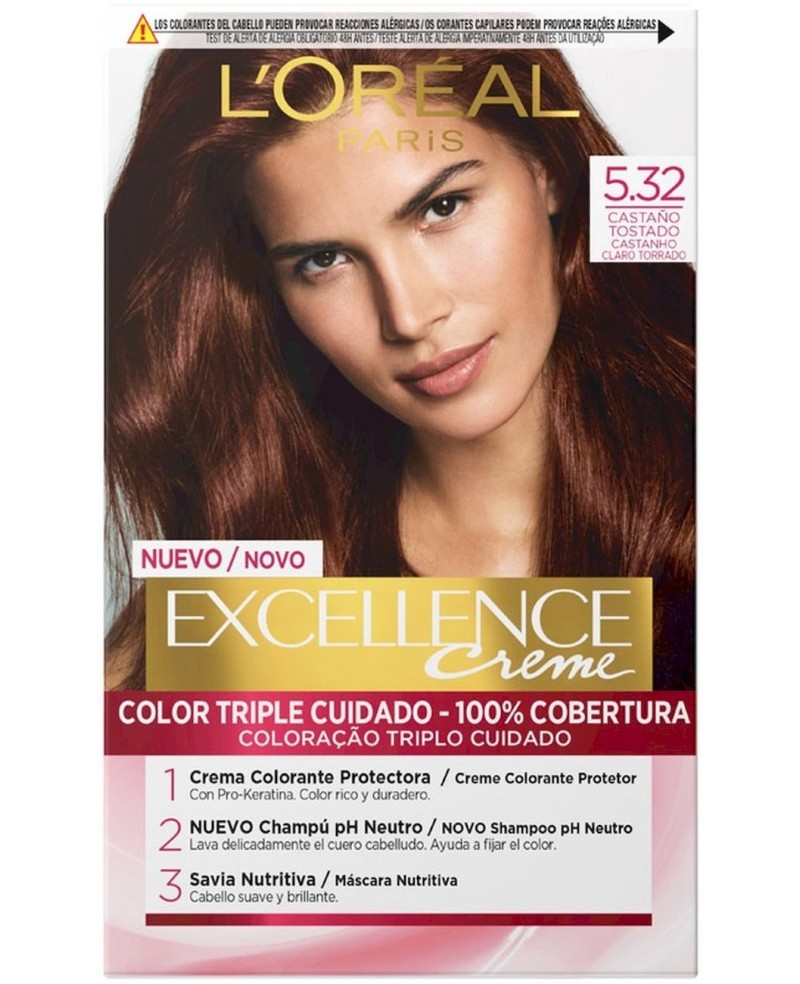 L'ORÉAL PARIS - EXCELLENCE creme tinte N. 5.32-castaño tostado 192 ml