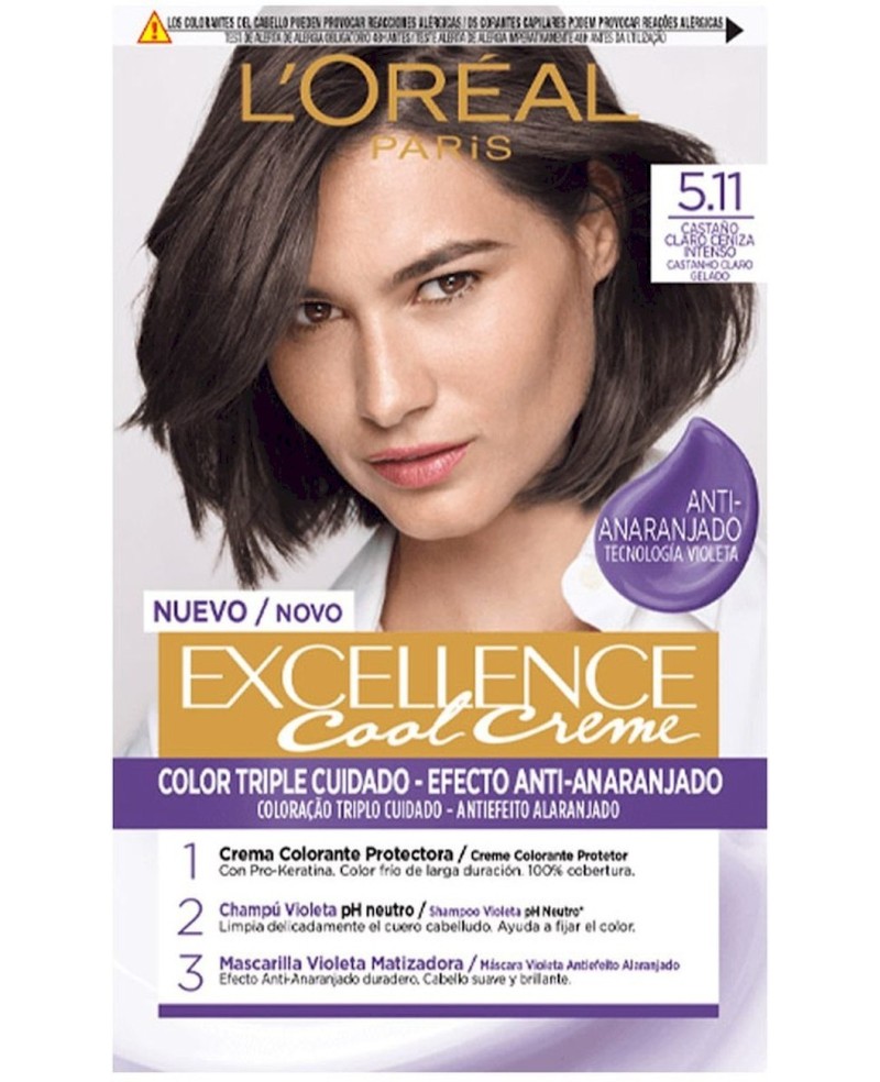 L'ORÉAL PARIS - EXCELLENCE COOL Creme Haarfarbe Nr. 5.11 – Intensives Asch-Hellbraun