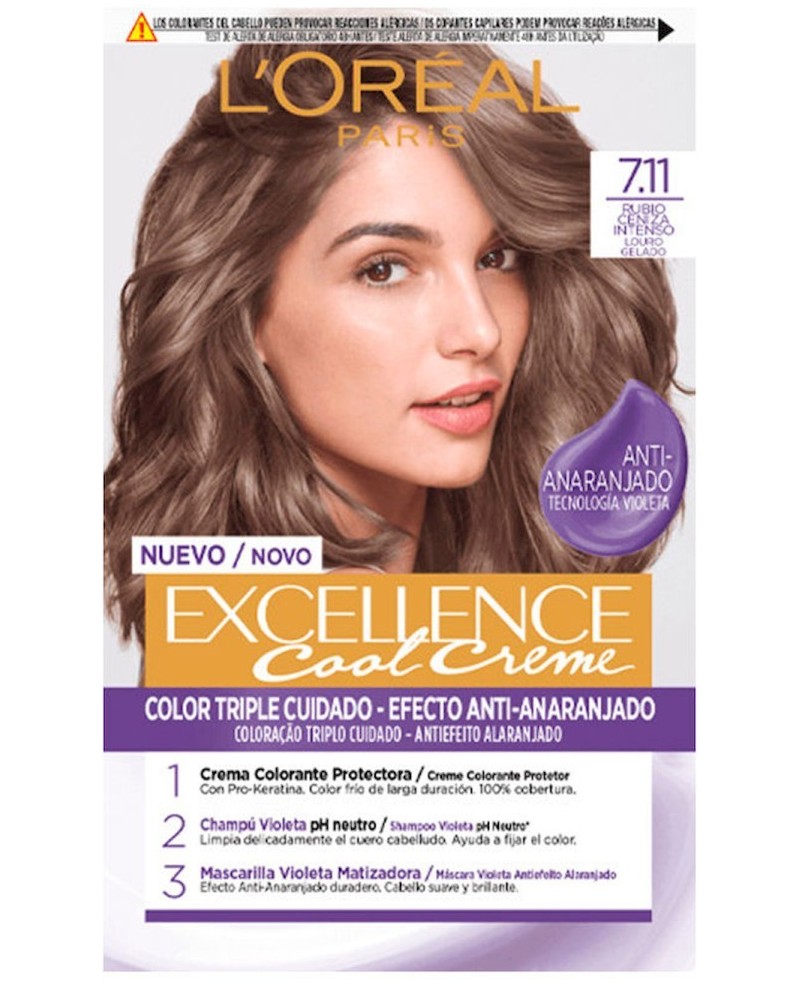 L'ORÉAL PARIS - EXCELLENCE Creme tinte N. 7,11-rubio ceniza intenso 192 ml