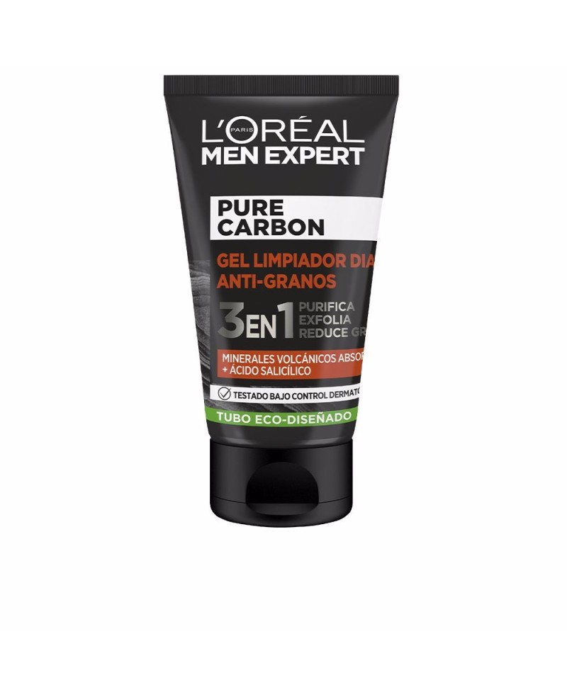 L'ORÉAL PARIS - MEN EXPERT pure charcoal gel limpiador antigranos 3 en 1 100 ml